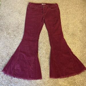 Free people maroon bell bottom cordouroy cords 31